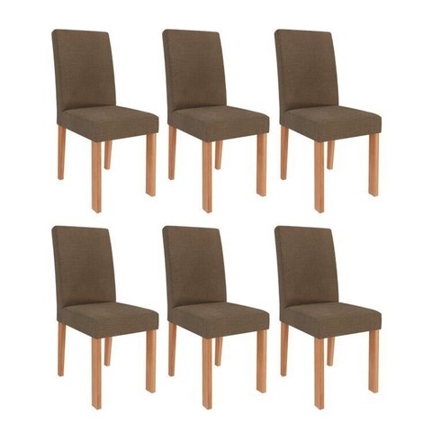 Kit 6 Cadeiras para Sala de Jantar Estofadas Maia Marrom/Cinamomo/Mascavo