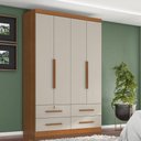 Ver imagem 6 de Guarda Roupa Solteiro Maximus 4 Portas com Armário Multiuso Max Plus 2 Portas Cinamomo Areia Fosco