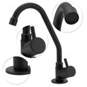 Ver imagem 2 de Torneira Cozinha Mesa Preto Metal Bica Movel All Black 1/4v.