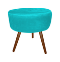 Ver imagem 3 de Kit Poltrona Decorativa Nina Riscado + Puff Redondo Suede Azul Tifany Pés Madeira Ms Decor