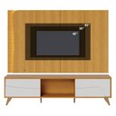 Ver imagem 1 de Rack Bancada e Painel Amalfi para Tv até 65 Polegadas com Pés de Madeira Naturale Off White Colibri