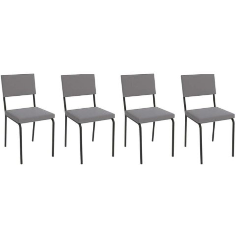 Cadeira Sala de Jantar Zaria 2c128 Kit 4 Un Preto Fosco/cinza A050 Suede Suede - Kappesberg