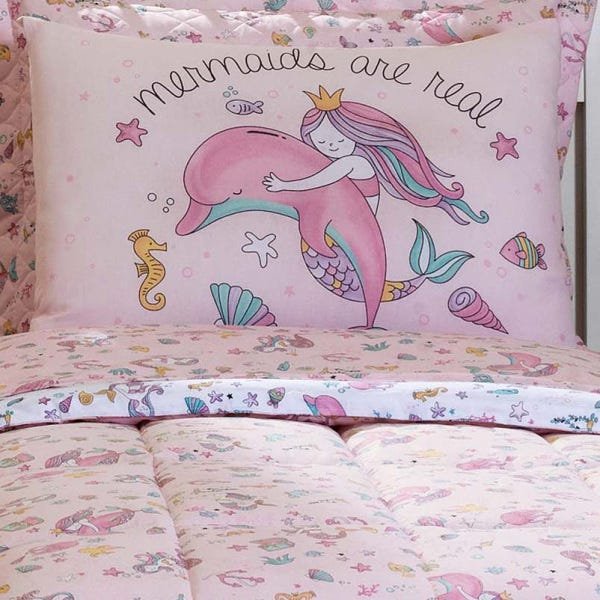 Jogo De Cama Infantil Menina Estampado Rosa Menina 3 Peças 100% Algodão