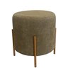 Puff Redondo Estofado com Base em Aço Cor Champanhe Elegance – Exclusiva Linho Verde - 5