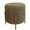 Puff Redondo Estofado com Base em Aço Cor Champanhe Elegance – Exclusiva Linho Verde - 1