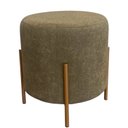 Ver imagem 1 de Puff Redondo Estofado com Base em Aço Cor Champanhe Elegance – Exclusiva Linho Verde