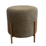 Puff Redondo Estofado com Base em Aço Cor Champanhe Elegance – Exclusiva Linho Verde - 3