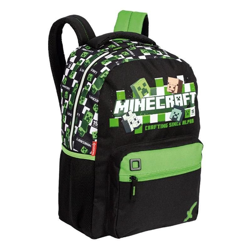 まい Mochila Escolar Infantil Minecraft Plus 066289 Preto - Sestini