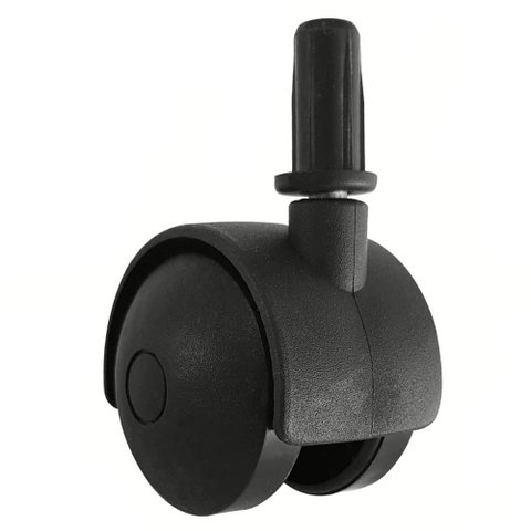 Rodízio de Pressão Plástico Preto com Pino para Móveis e Cama Box Rodinha Giratória