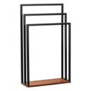 Ver imagem 1 de Porta Toalha para 3 Toalhas Eleganza 50 Cm Metal Preto e Madeira - Pallazio