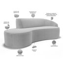 Ver imagem 6 de Sofá 3 Lugares Curvo Living Firenze Direito D02 Bouclê Cinza 230cm B-56 - Lyam