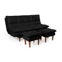 Ver imagem 6 de Sofá Cama Andorra com Banqueta Suede 3 Lugares Preto 381 Império