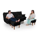 Ver imagem 4 de Sofá Cama Andorra com Banqueta Suede 3 Lugares Preto 381 Império