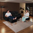 Ver imagem 1 de Sofá Cama Andorra com Banqueta Suede 3 Lugares Preto 381 Império