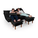 Ver imagem 2 de Sofá Cama Andorra com Banqueta Suede 3 Lugares Preto 381 Império