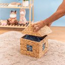 Ver imagem 6 de Cesto Organizador com Tampa 30cm Casinha de Fibra Natural Multiuso - Oikos