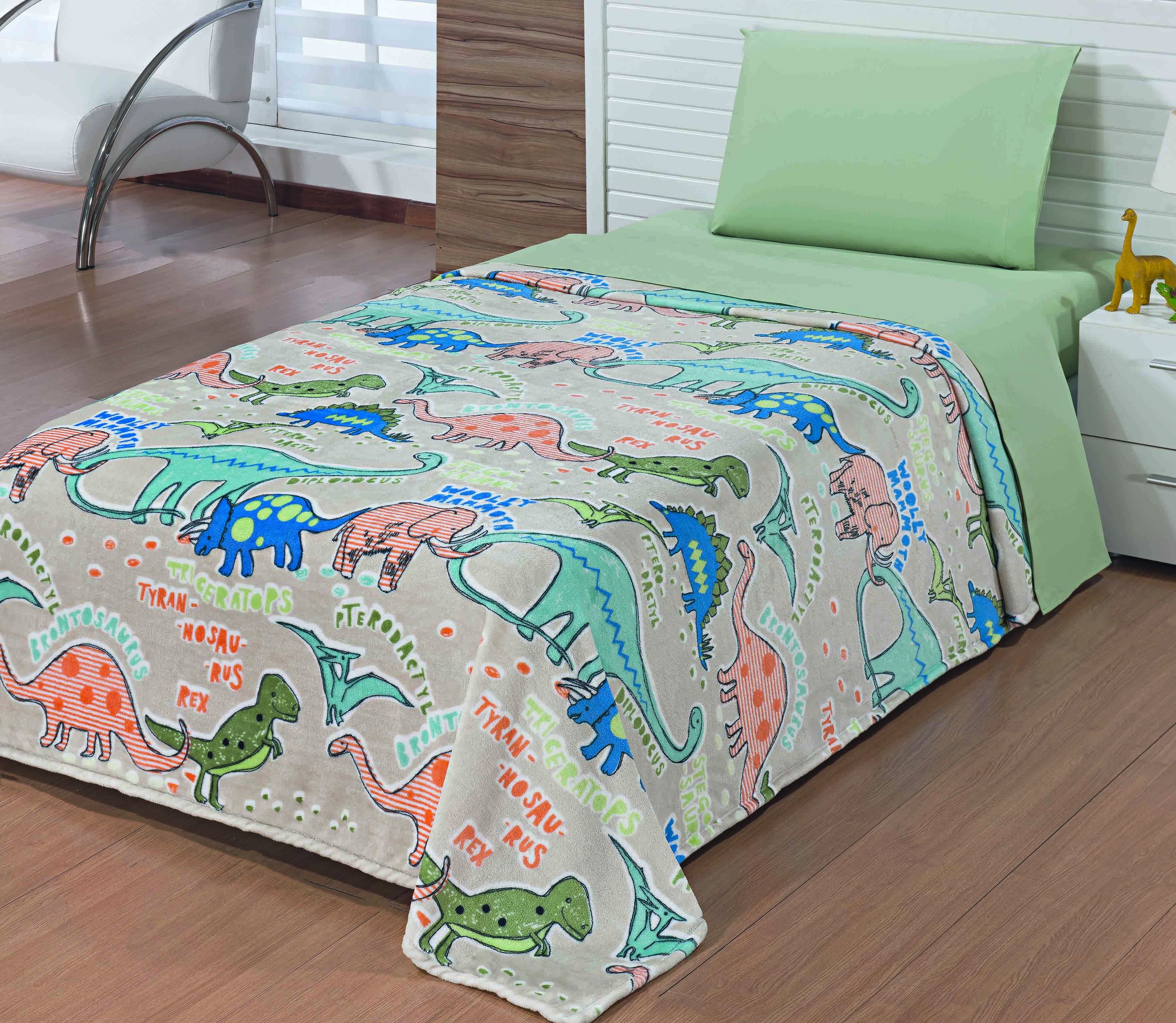 Manta Cobertor Solteiro Infantil Dinossauro 1,50x2,20 Soft Flannel Macio Menino - 5