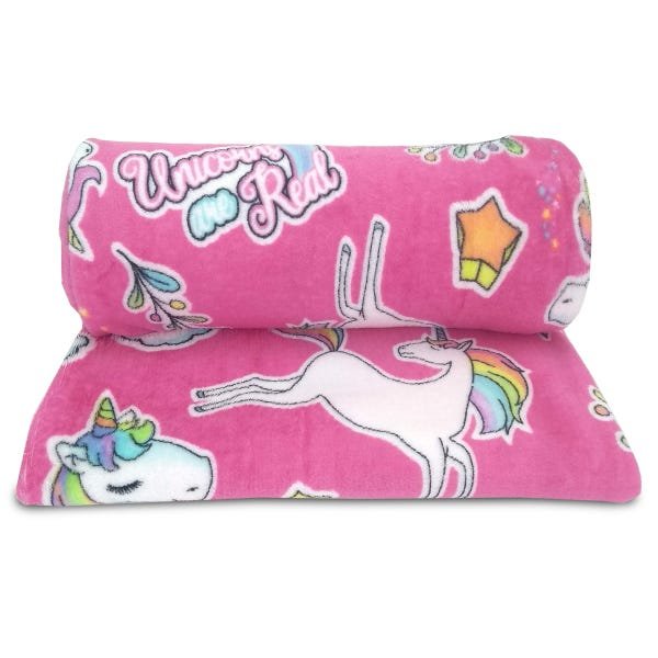 Manta Cobertor Unicórnio Solteiro Infantil 1,50x2,20 Soft Flannel Pink Macio - 2