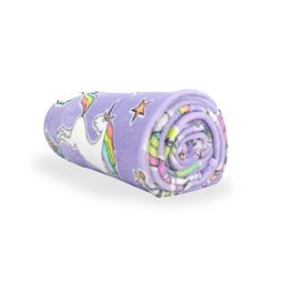 Manta Soft Flannel Cobertor Unicórnio Solteiro 1,50x2,20 Infantil Macio Menina Lilás - 1