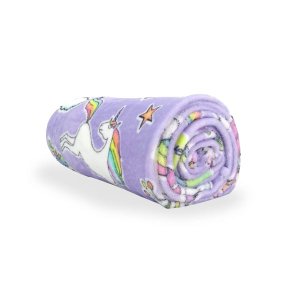 Manta Soft Flannel Cobertor Unicórnio Solteiro 1,50x2,20 Infantil Macio Menina Lilás