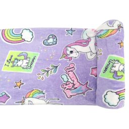 Manta Soft Flannel Cobertor Unicórnio Solteiro 1,50x2,20 Infantil Macio Menina Lilás - 3