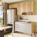 Ver imagem 1 de Armário de Cozinha Compacta Modulada 3 Peças 7 Portas sem Tampo 100% MDF Itália Yescasa Marrom/Amêndoa/Off-White
