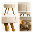 Ver imagem 2 de Puff Redondo Decorativo Magnus Penteadeira Madeira:Bege