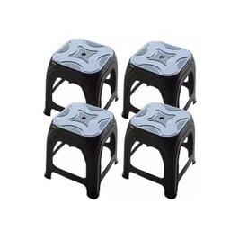 Kit 4 Banquinho de Plástico Banco Banqueta Preto 36cm Altura - 1