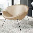 Ver imagem 1 de Poltrona Trevo Couro Natural Bege Base Cromada
