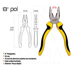 Alicate Universal 8 Polegadas Cabo Emborrachado Profissional - 2