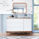 Ver imagem 3 de Quarto Bebê Completo Retrô Berço E Cômoda Pé Palito Branco