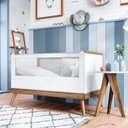 Ver imagem 2 de Quarto Bebê Completo Retrô Berço E Cômoda Pé Palito Branco