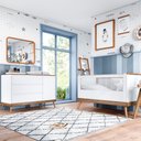 Ver imagem 1 de Quarto Bebê Completo Retrô Berço E Cômoda Pé Palito Branco