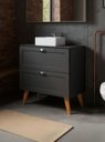 Ver imagem 2 de Gabinete para Banheiro com Tampo Cuba e Espelho Redondo 80cm Retro Mdf Grafite Milano - On Móveis