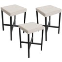 Ver imagem 2 de Kit 03 Banquetas Baixa Bar Cozinha Sala de Jantar Preto Stella L02 Linho Cru - Lyam Decor