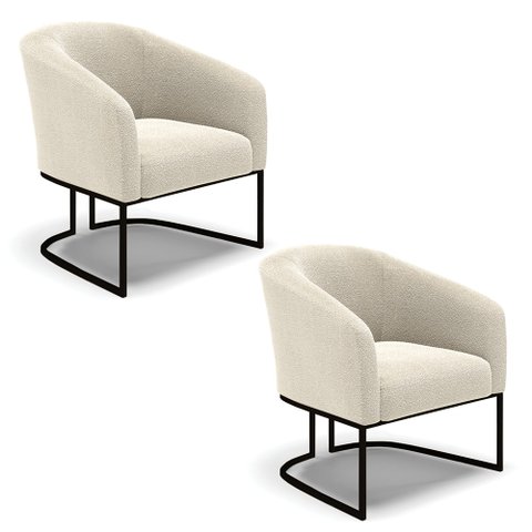 Poltrona para Sala Industrial Preto Kit 2 Stella Bouclê D03 - D'Rossi