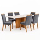 Ver imagem 2 de Conjunto Sala de Jantar Mesa Lana 160cm Tampo MDF Canto Reto 6 Cadeiras Tainá