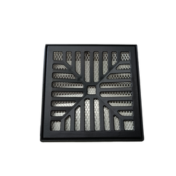 Ralo Grelha Pluvial 20x20 Concava Alumínio Preto Fosco com Tela Anti Escorpião e Suporte - 2