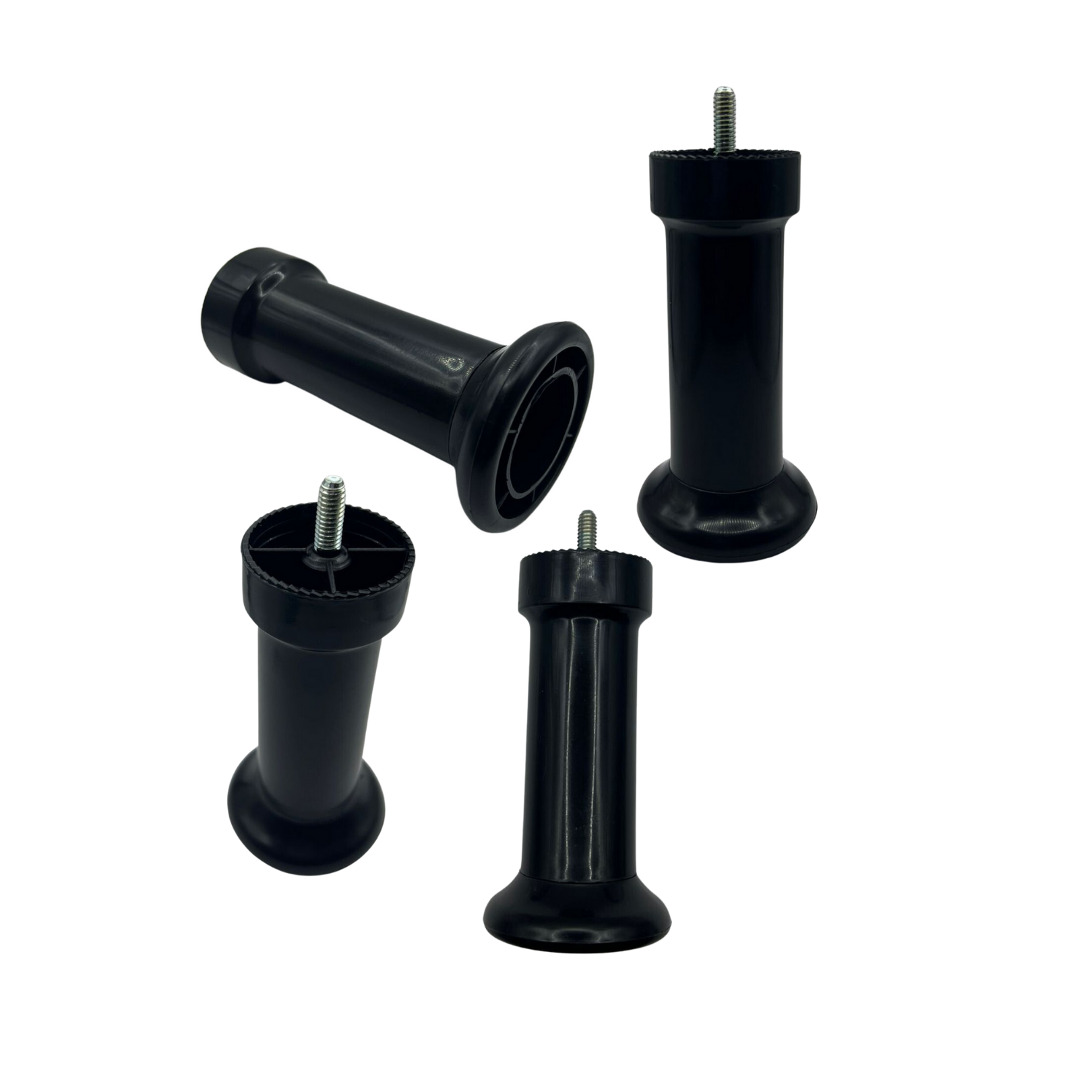 Kit de 6 Pé Cama Box Preto - 4 Fixos e 2 Rodízios - 3