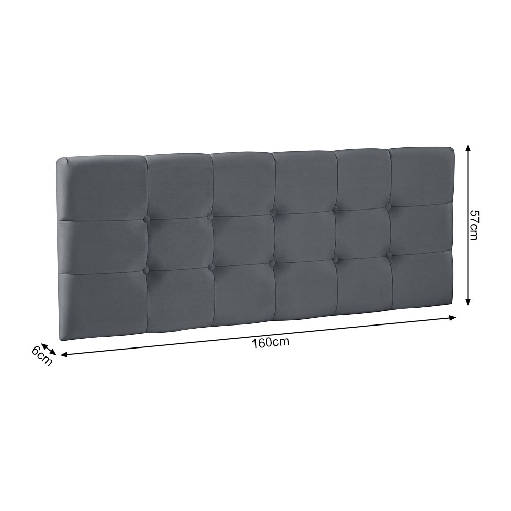 Cabeceira Painel para Cama de Casal Onix 1,60m Cinza - 3