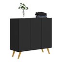 Ver imagem 2 de Armário Lavanderia Retrô com 3 Portas 90 cm Multimóveis MP5033 Preto/Natural