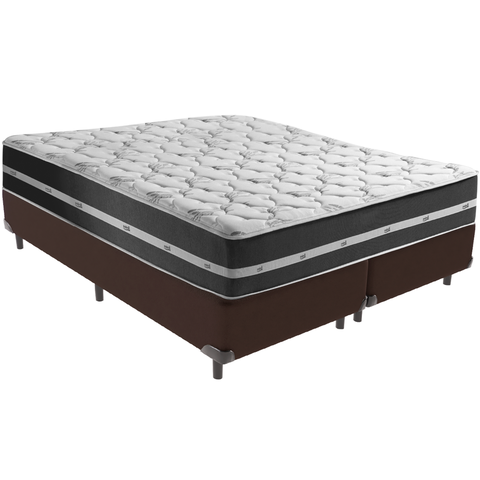 Cama Box e Colchão Classic Preto Molas Ensacadas Queen Anjos: Marrom