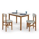 Ver imagem 2 de Mesa de Jantar Base Madeira Maciça com 2 Cadeiras Elisa Ideal para Apartamenteo 1,20x80 Off White