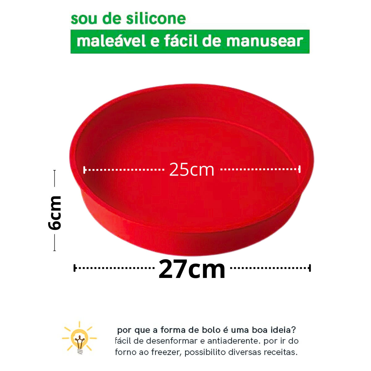 Forma para Bolo/torta 27cm Redonda em Silicone Antiaderente - 3