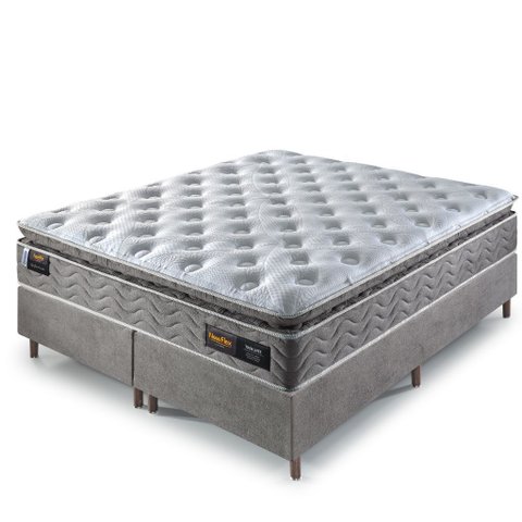 Cama Box Colchão King Size com Molas Ensacadas Touch Látex193x203x75cm Cinza