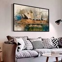 Ver imagem 1 de Quadro Decorativo Aquarela Artística em Moldura Caixa Tacolado Moldura Trad 1cm Madeira Escura com V