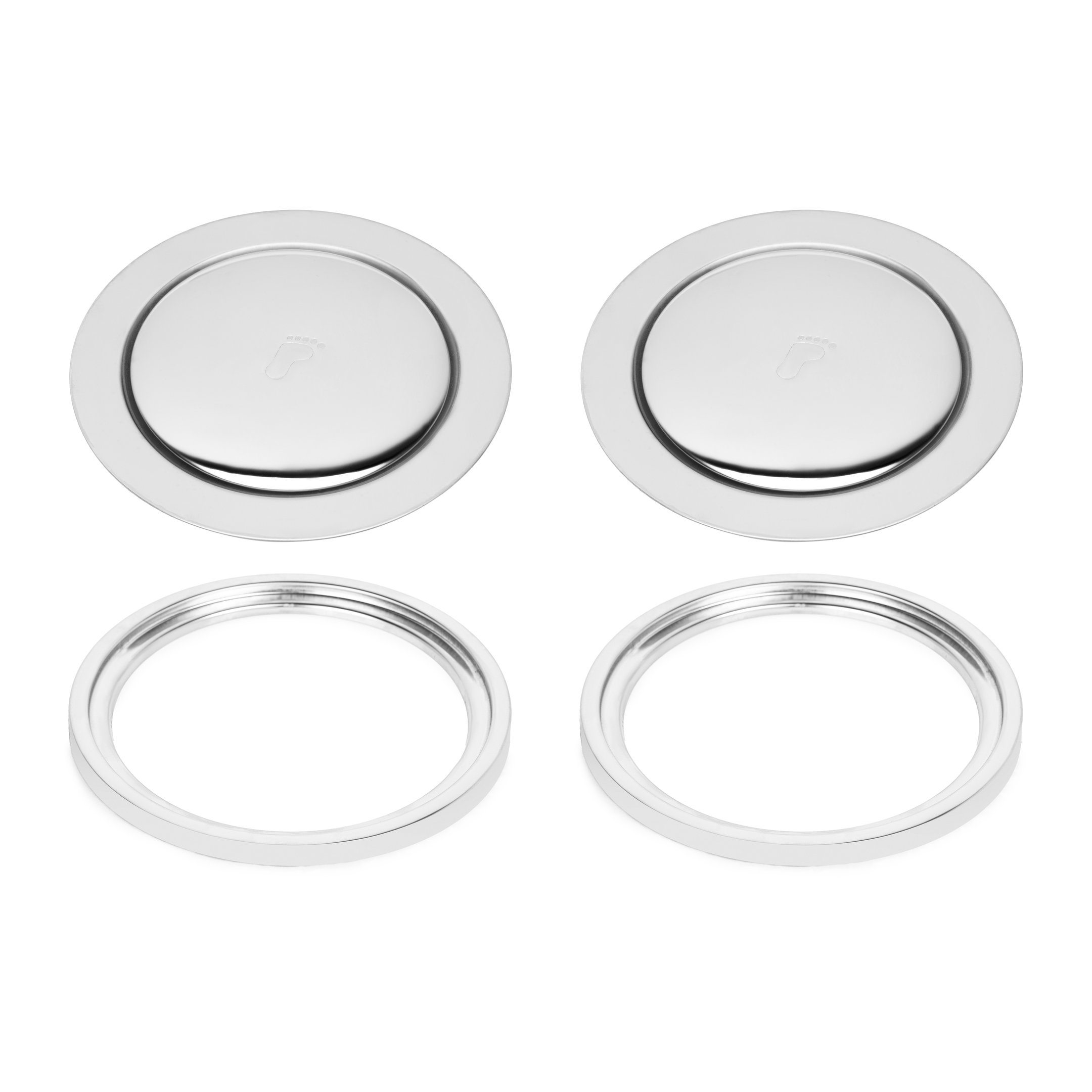 Kit 2 Ralos Inteligente Click 15x15 Redondo Inox Com Caixilho Para Banheiro Veda Cheiro Anti Odor - 1