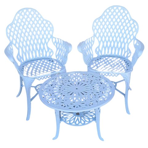 Conjunto de Mesa para Jardim Copacabana com 2 Poltronas e Mesa Baixa em Alumínio Fundido Unifer