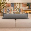 Ver imagem 4 de 2 Almofadas Lombar 90x20 Rinheira Retangular Decorativa Suede Cinza Decorativa Zíper Sofá Retrátil