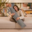 Ver imagem 5 de 2 Almofadas Lombar 90x20 Rinheira Retangular Decorativa Suede Cinza Decorativa Zíper Sofá Retrátil